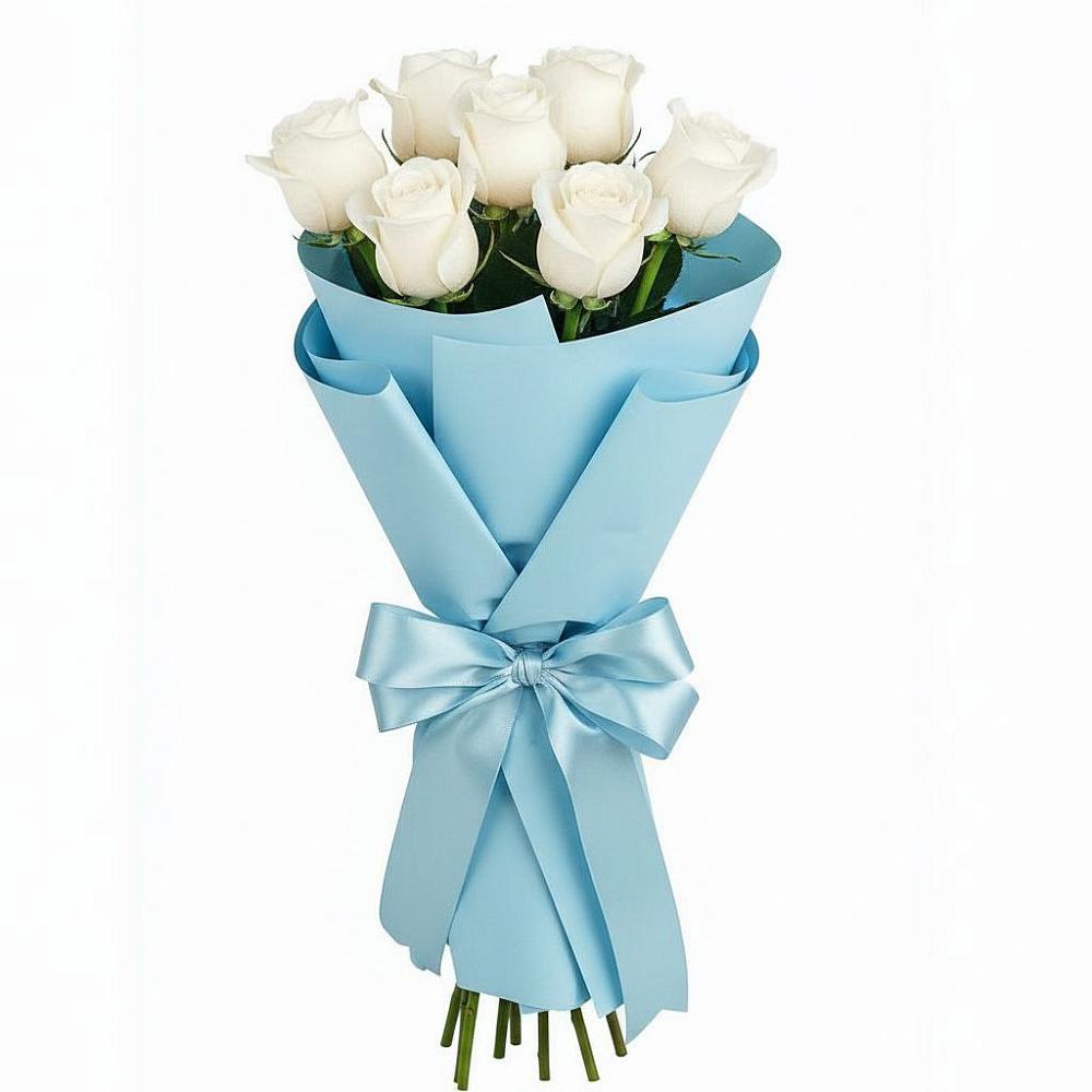 Букет 7 белых роз Проуд в Молчаново