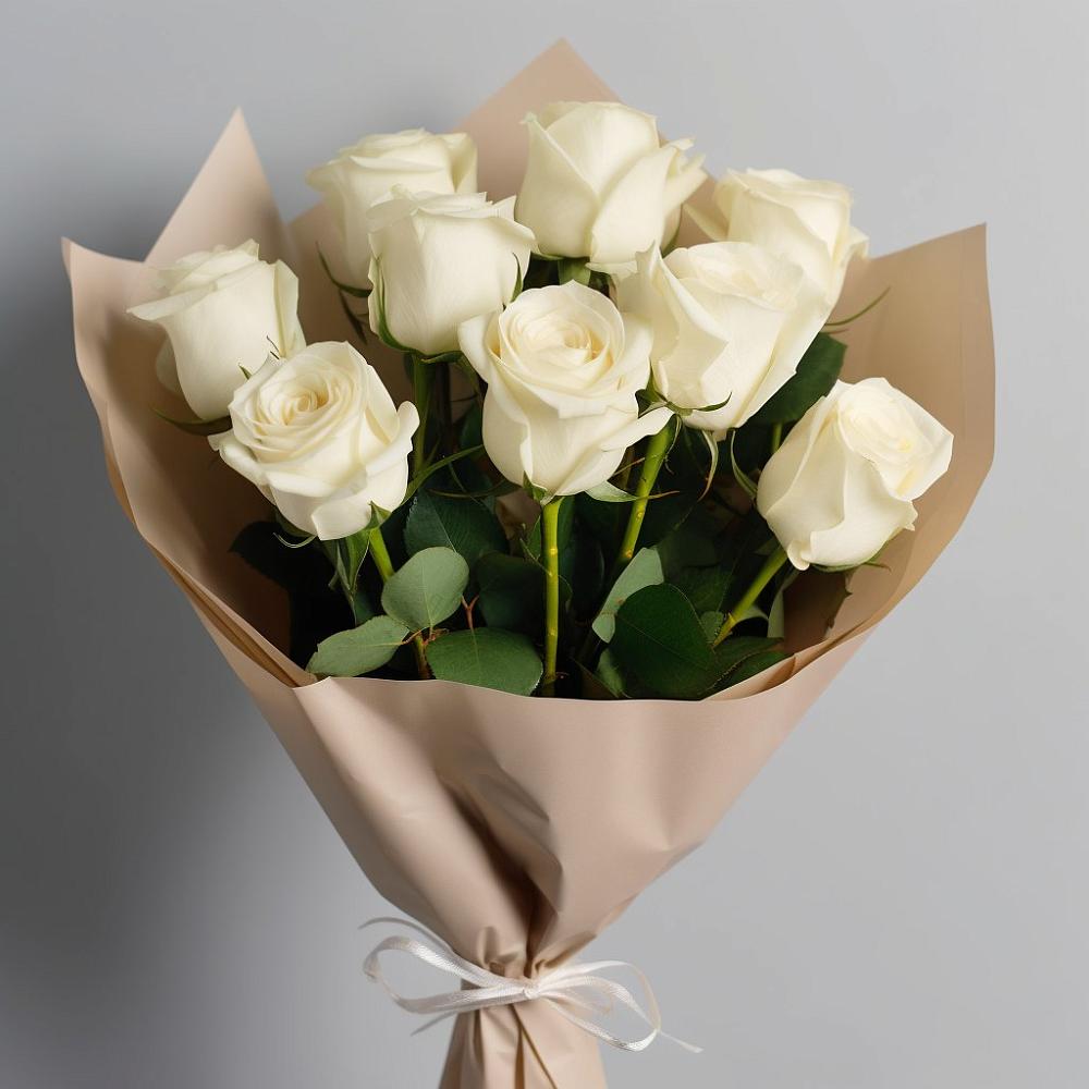 Букет 9 Белых роз Эдлесс Лав в Молчаново