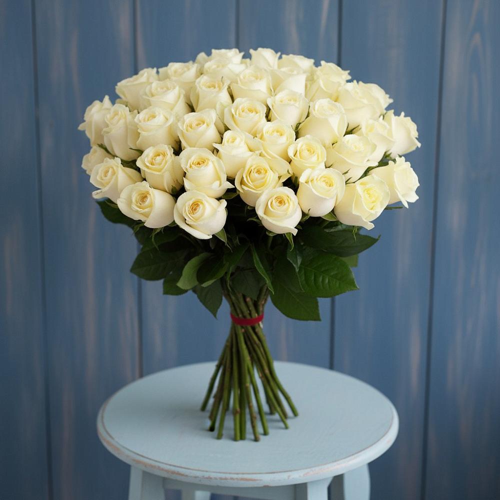 Букет 51 Белая роза Эдлесс Лав в Молчаново