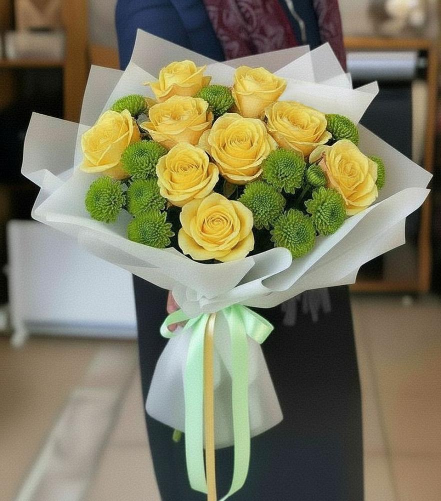 Букет цветов из: Хризантемы и Розы в Молчаново