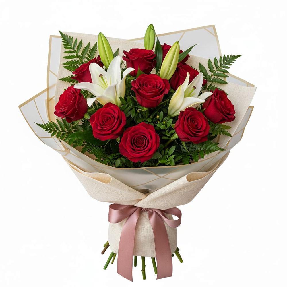 Букет цветов из: Лилии и Розы в Молчаново