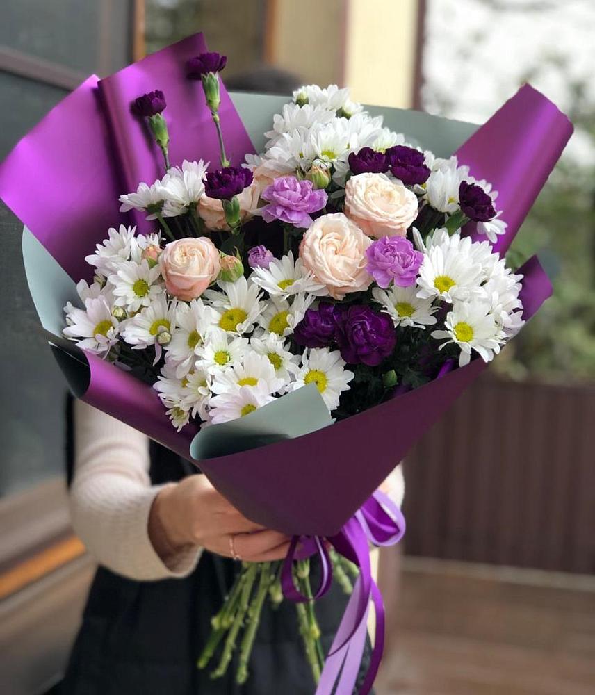 Букет цветов из: Хризантемы, Гвоздики и Розы в Молчаново