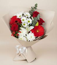 Букет цветов из:  Розы, Хризантемы, Герберы и Лилии в Молчаново