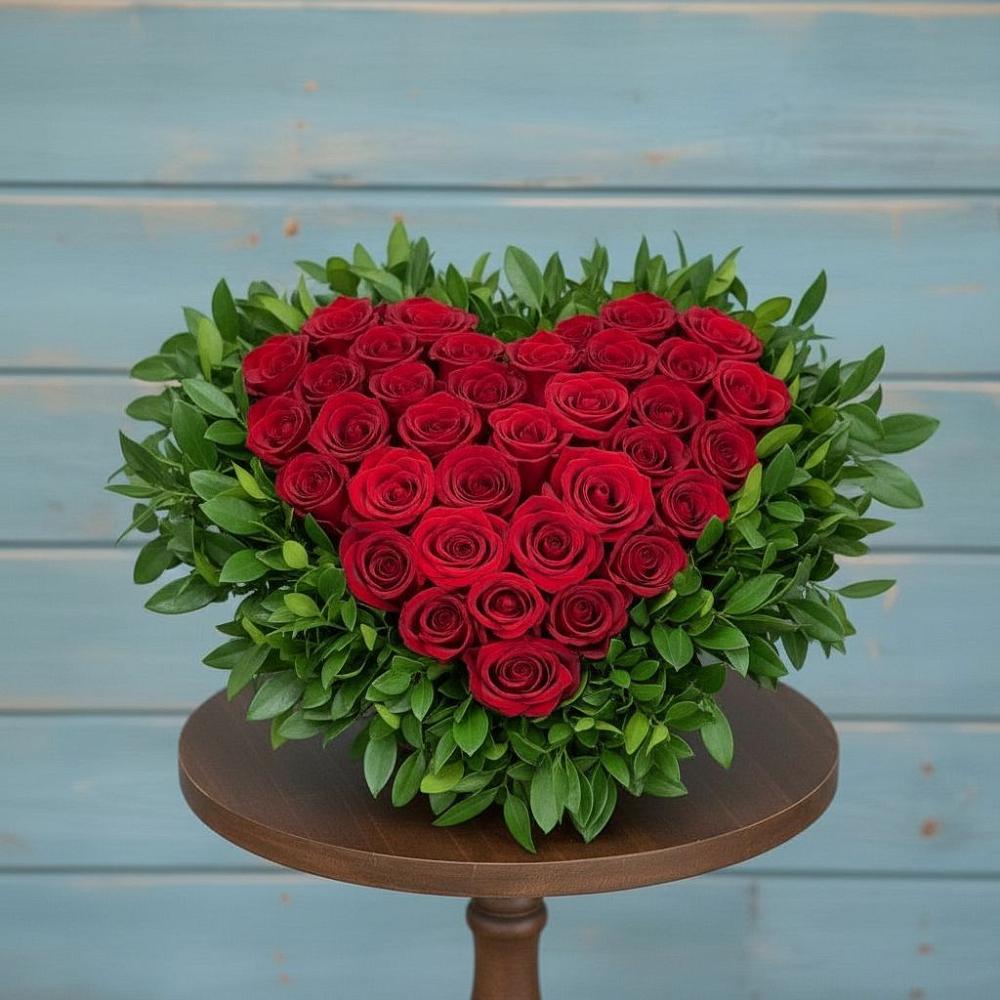 Цветочная композиция из Розы в виде сердца в Молчаново