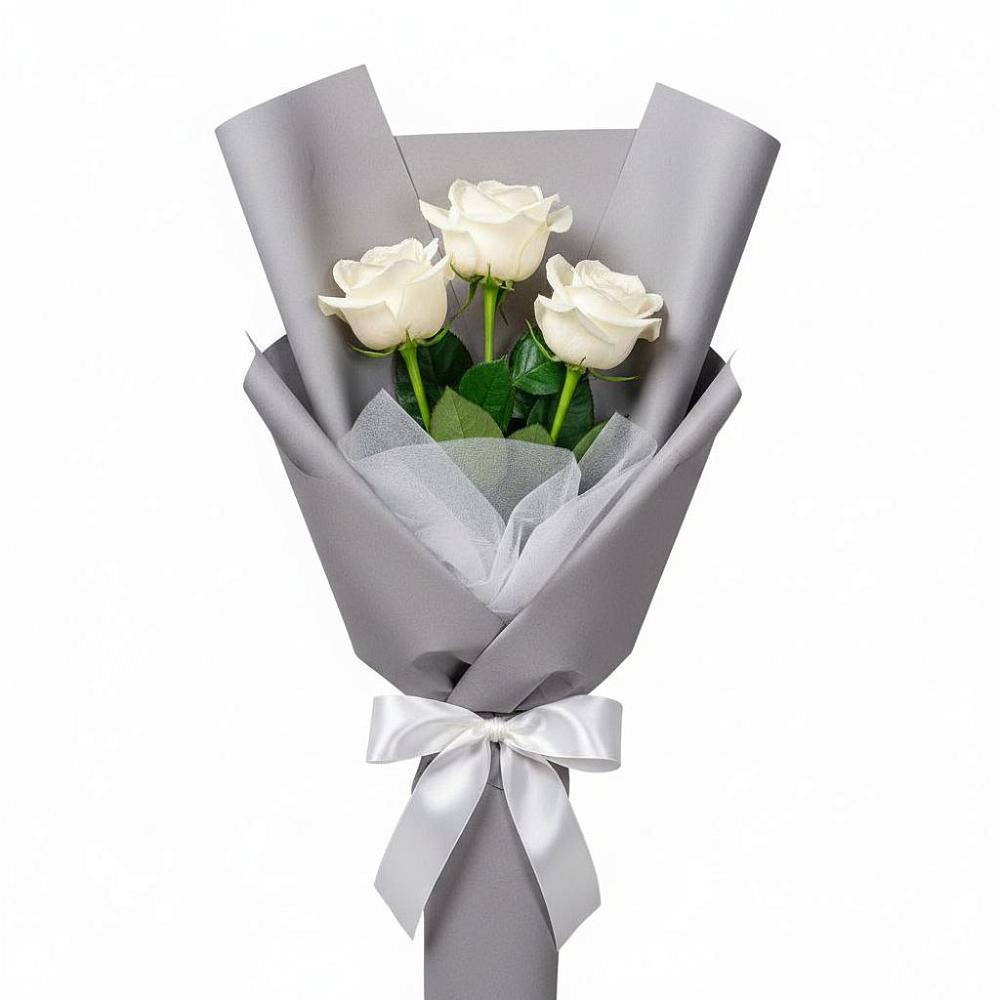 Букет 3 белые розы в Молчаново