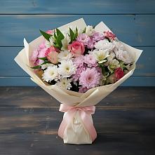 Букет цветов из:  Хризантемы, Альстромерии и Розы в Молчаново