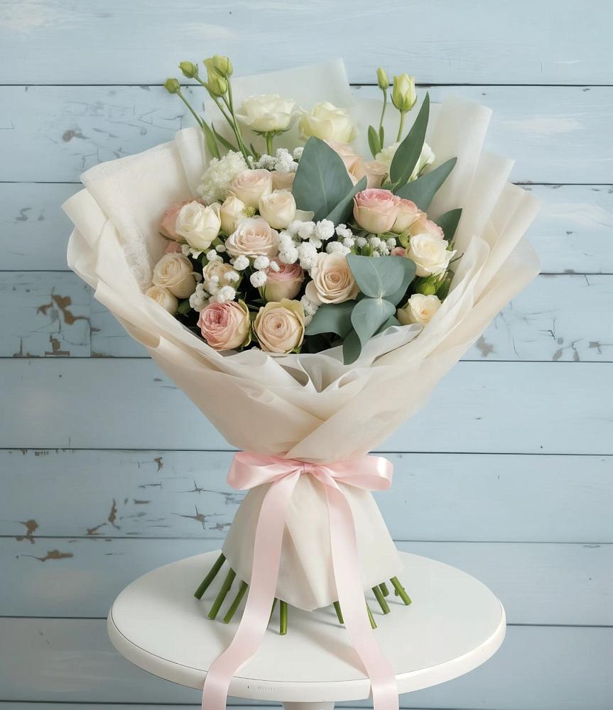 Букет цветов из: Розы и Лизиантусы в Молчаново