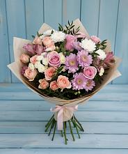 Букет цветов из:  Хризантемы, Розы и Альстромерии #REPLACE_PRED# Молчаново
