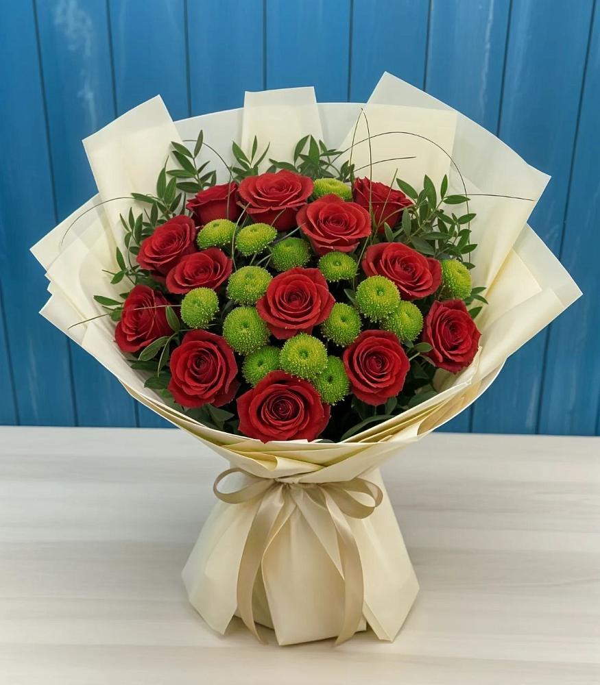 Букет цветов из: Розы и Хризантемы в Молчаново