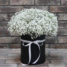 Цветочная композиция из Гипсофила в шляпной коробке в Молчаново