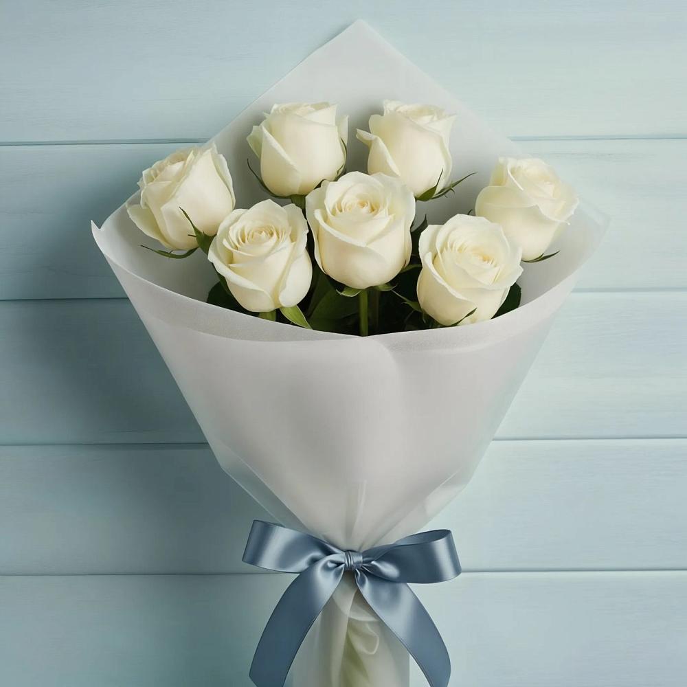 Букет 7 Белых роз Эдлесс Лав в Молчаново