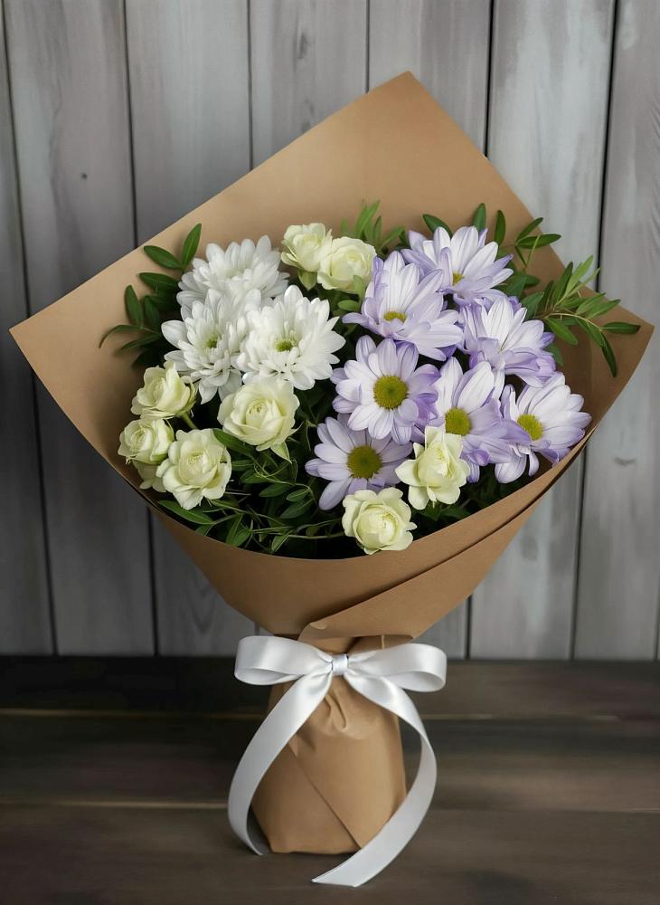 Букет цветов из: Хризантемы и Розы в Молчаново